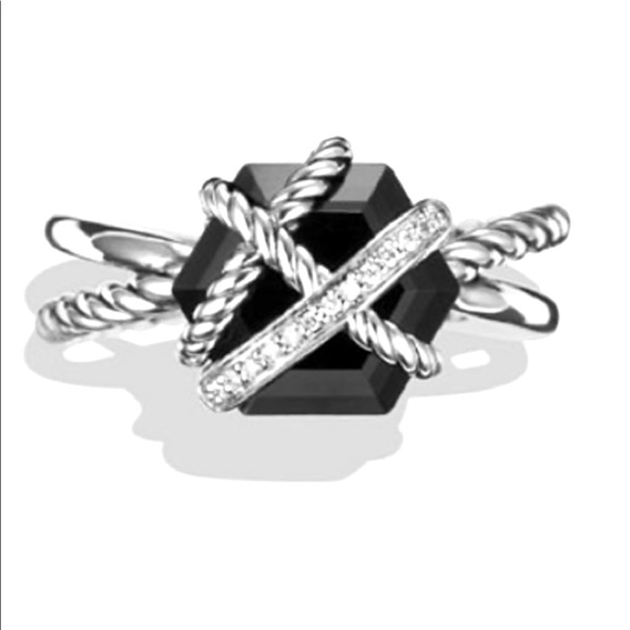 David Yurman Black Onyx/Diamond Cable Ring